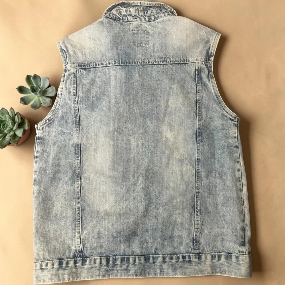 Southpole Denim Vest Mens Light Wash ‎ Button Front Trucker Style Size Small